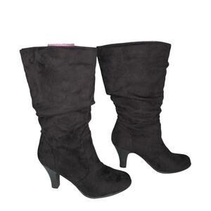 Jaclyn Smith NWT Tiana High Heel Boots Extended Calf  Black Size 8